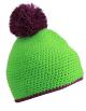 Pompon Hat with Contrast Stripe Wintermütze