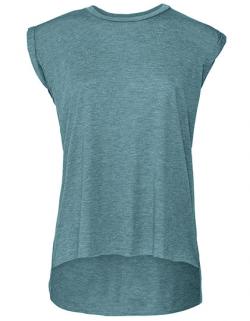 Damen Flowy Muscle Tee with Rolled Cuff