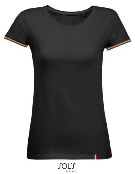 Damen Shirt Women´s Short Sleeve T-Shirt Rainbow