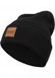 Synthetic Leatherpatch Long Beanie One Size
