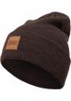 Synthetic Leatherpatch Long Beanie One Size