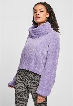 Ladies Short Chenille Turtleneck Sweater Damen Pullover