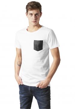 Synthetic Leather Pocket Tee Herren T-Shirt