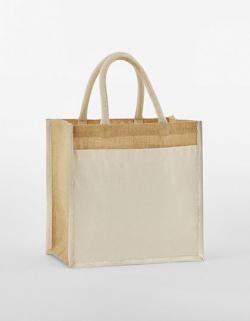 Cotton Pocket Natural Starched Jute Midi Bag Einkaufstasche